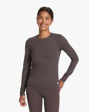 Vuori Women's Long-Sleeve Lux Crew Tee Plum Heather Athleisure Size S